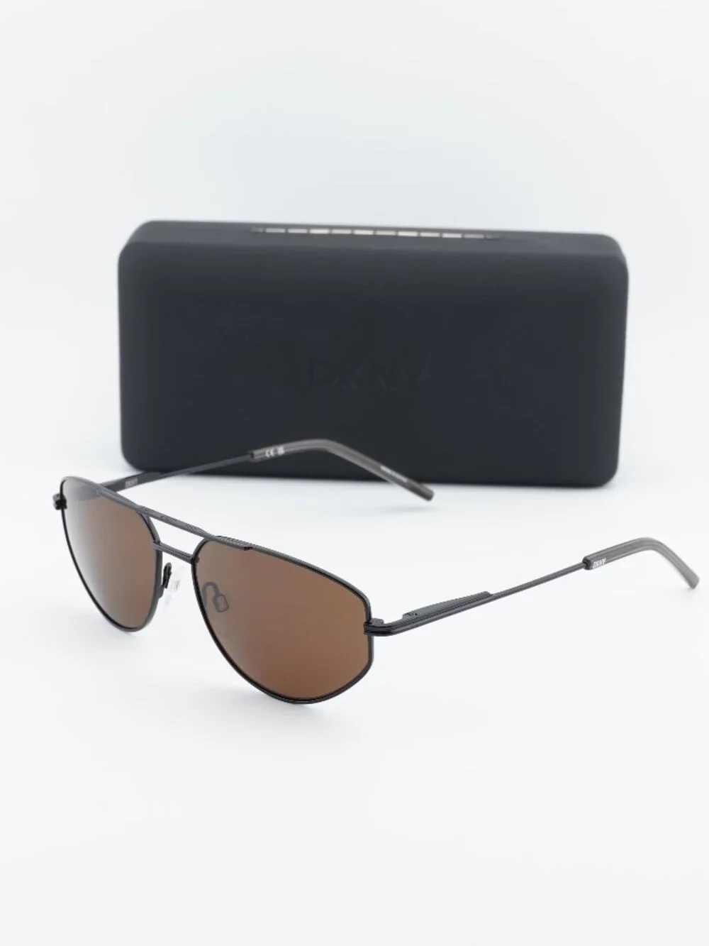 DKNY DK117S 001 Square Sunglasses - Black/Brown